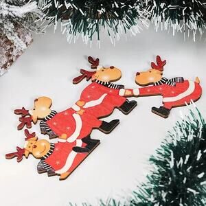 NEW Christmas‎ Wood Reindeer Above Door Ornament Cute Santa Elk Holiday Decor